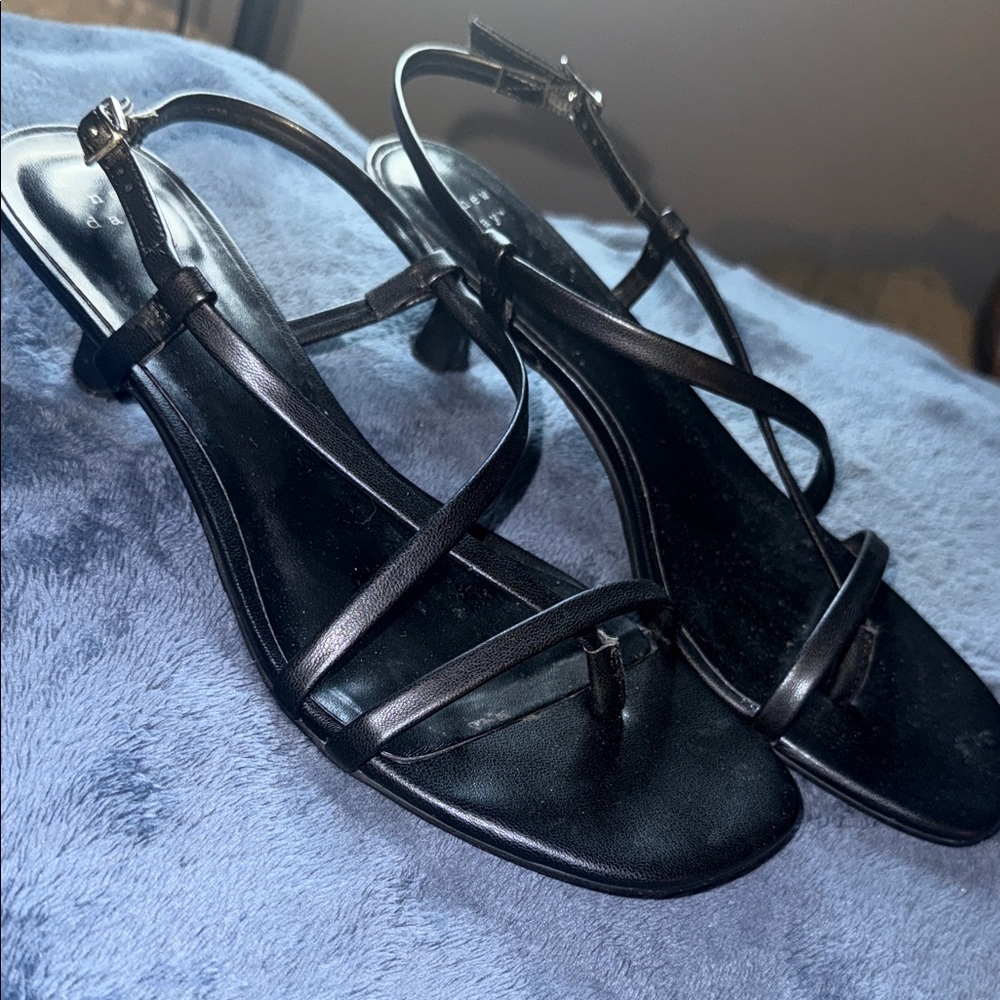 A New Day Black Strappy kitten heel sandals
